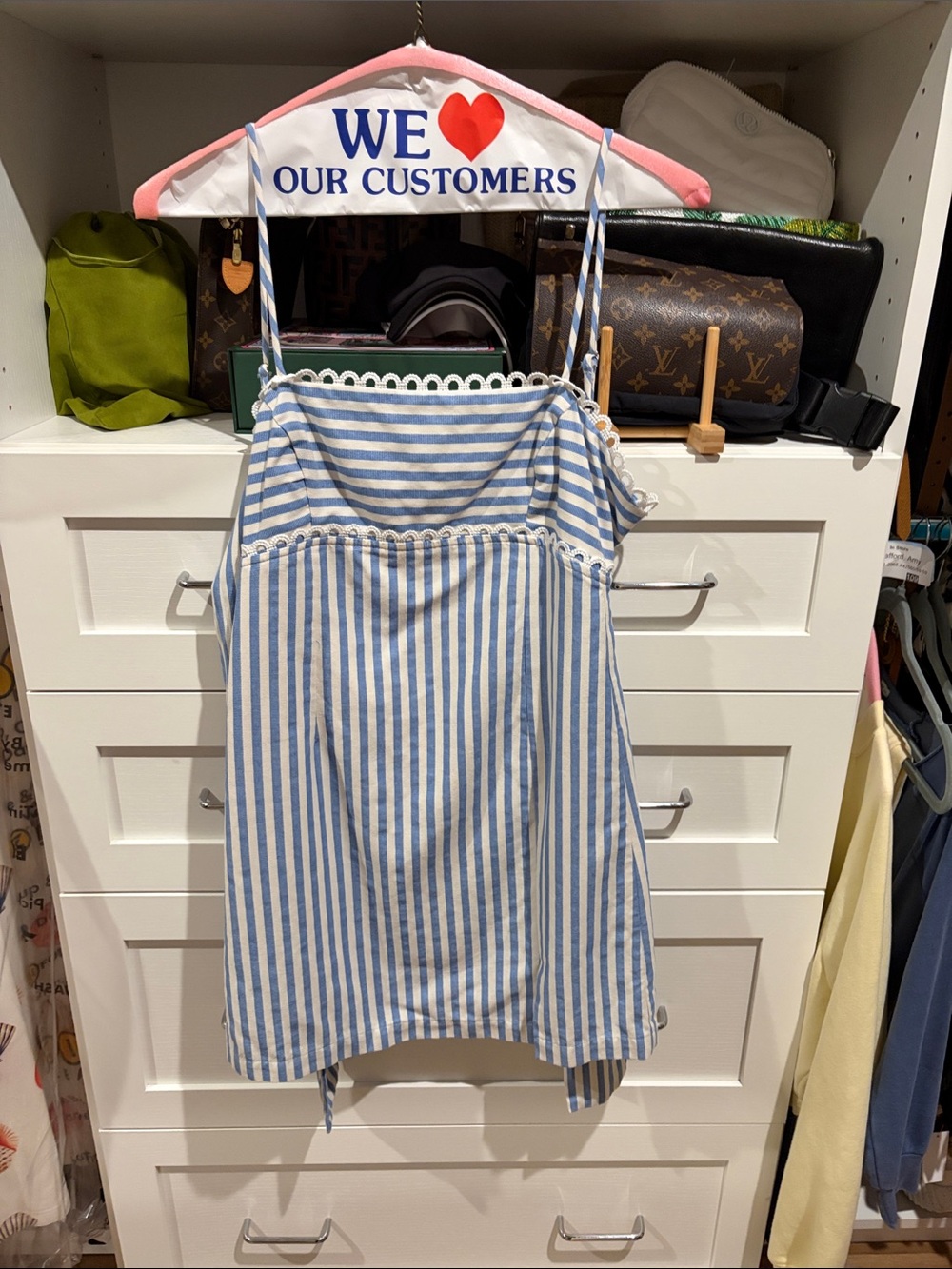 T.J.Maxx Blue and White Striped Midi Dress